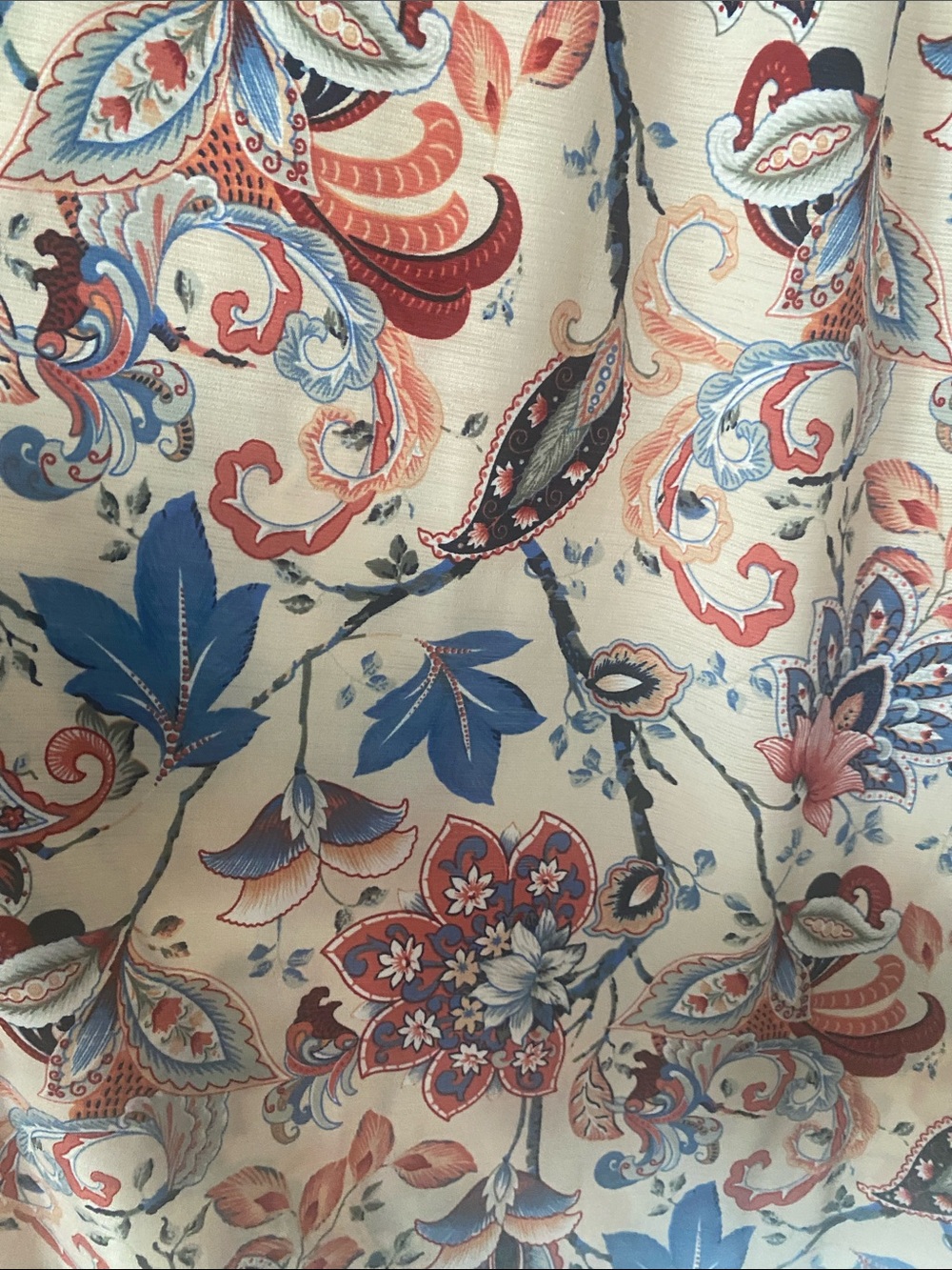 NAIF Tunic Light Pink Blue Red Coral Floral & Paisley Tie-Neck Split Sleeve Sz L - Picture 6 of 11